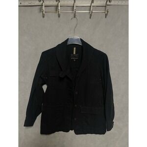 Banana Republic Jacket Women S Black Linen Blnd Shell Button Outdoor Safari Coat